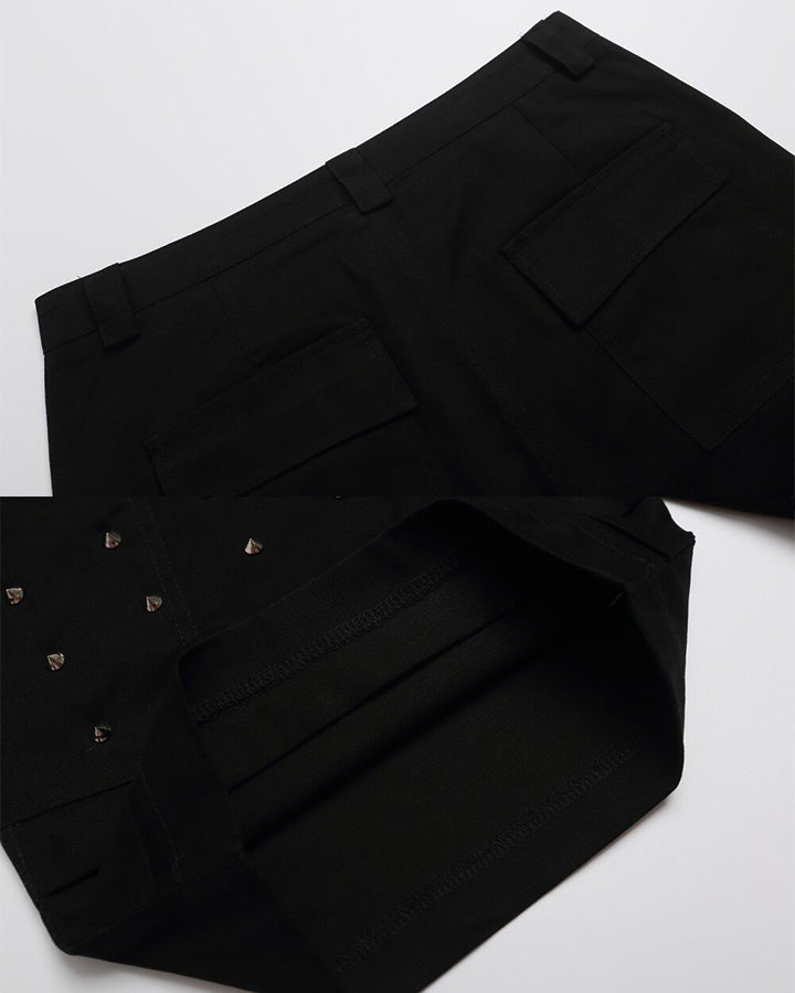 New Gothic Rivet Utility Layered Wide Shorts