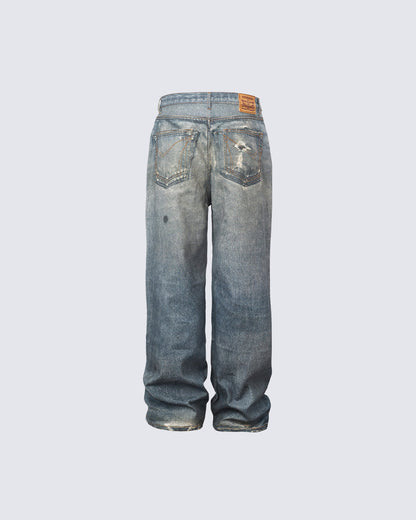 KIIKIO Y2K Star Graphic Flared Jeans