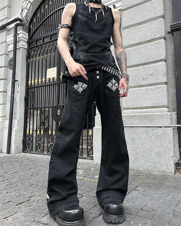 KIIKIO Y2K Graphic Flared Slim Fit Pants