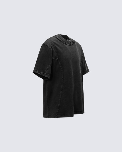 Distressed Irregular Curve Patchwork New Tee