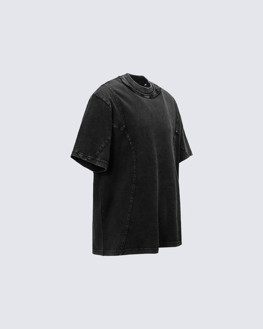 Distressed Irregular Curve Patchwork New Tee