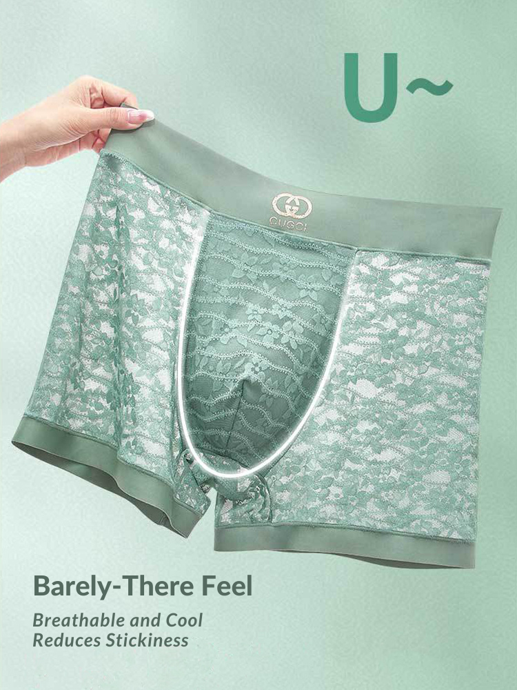 Men's Mid-Rise Sexy Seamless Lace Trunks