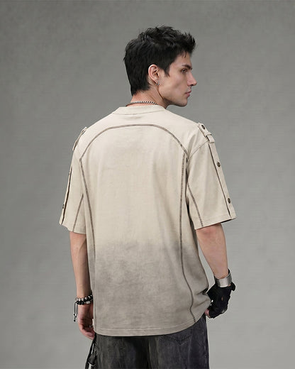 Utility Vintage Contrast Stitch Button Henley New Tee