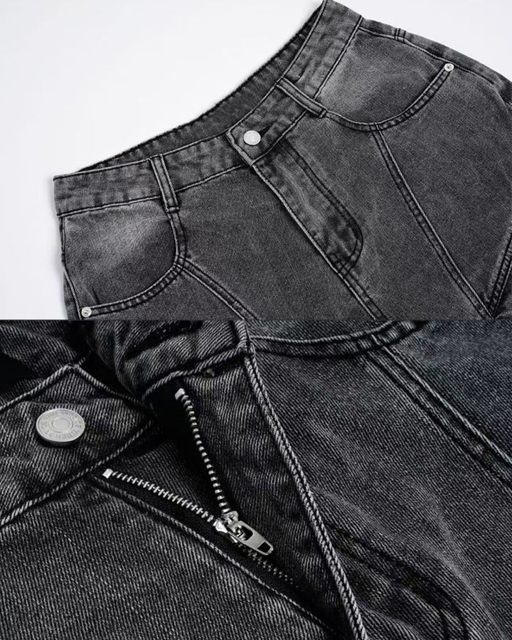KIIKIO High Street Washed Panel Deconstructed Denim Shorts