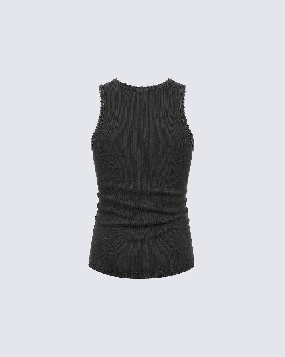 KIIKIO Vintage Washed Henley Neck Slim Fit Ribbed Tank Top