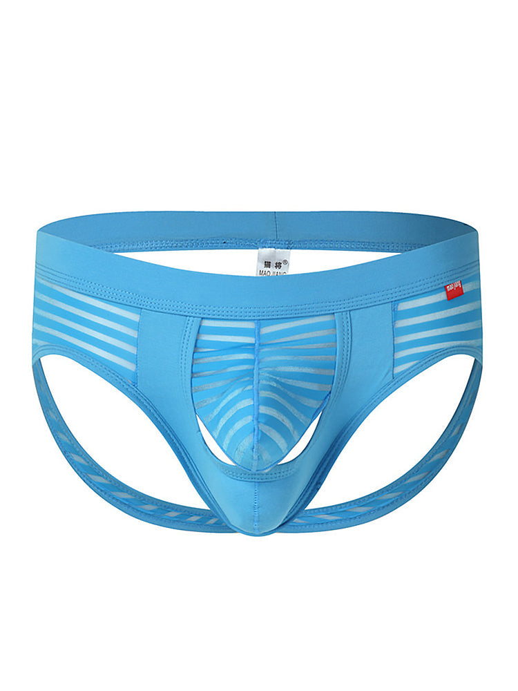 Men’s Sexy Striped Hollow Jockstrap With Separate Pouch