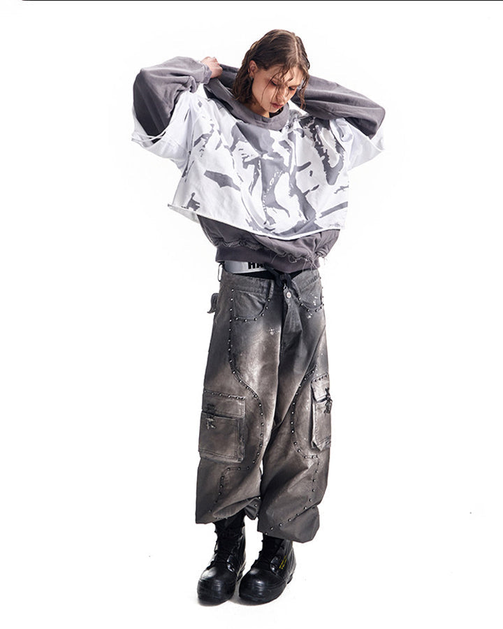 KIIKIO Grunge Layered Hoodie