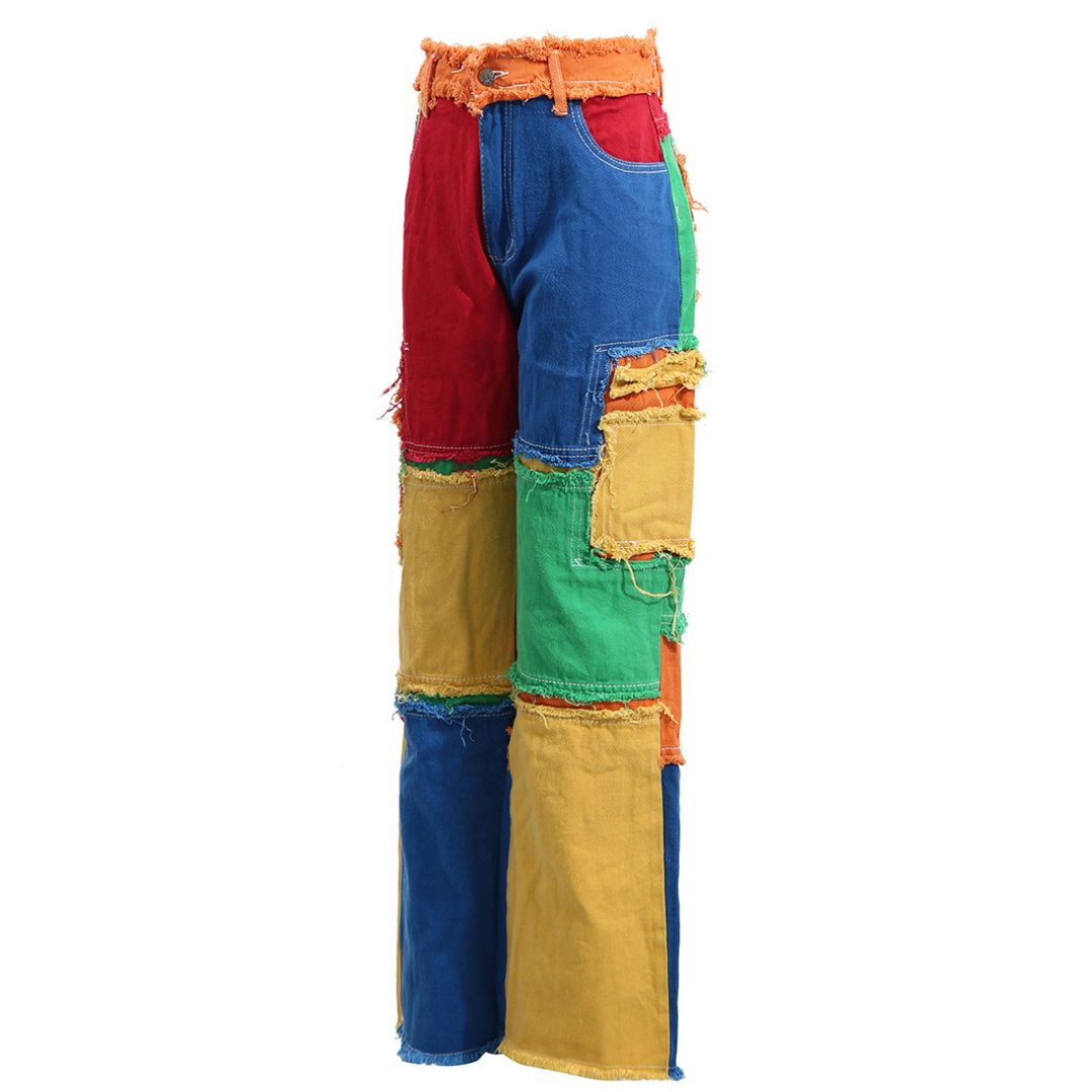 Rainbow Riot Patchwork Jeans