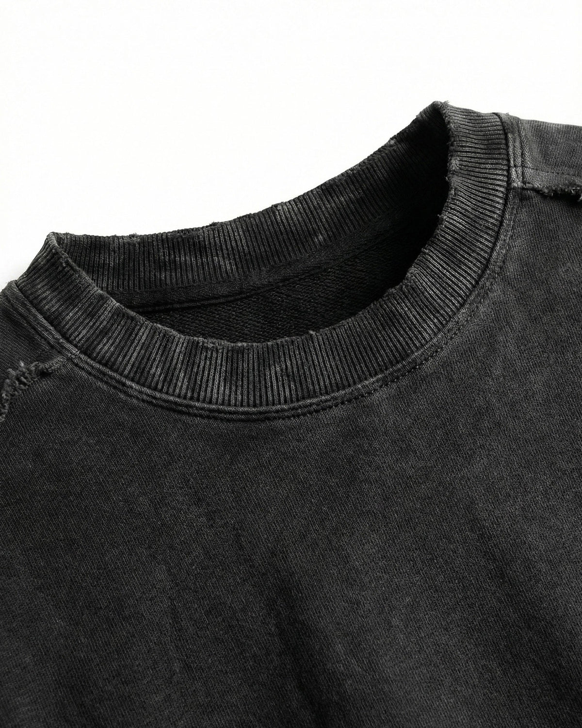 LOW SATURATION-Washed Zip Detail Cropped Sweatshirt
