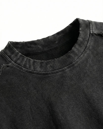 LOW SATURATION-Washed Zip Detail Cropped Sweatshirt
