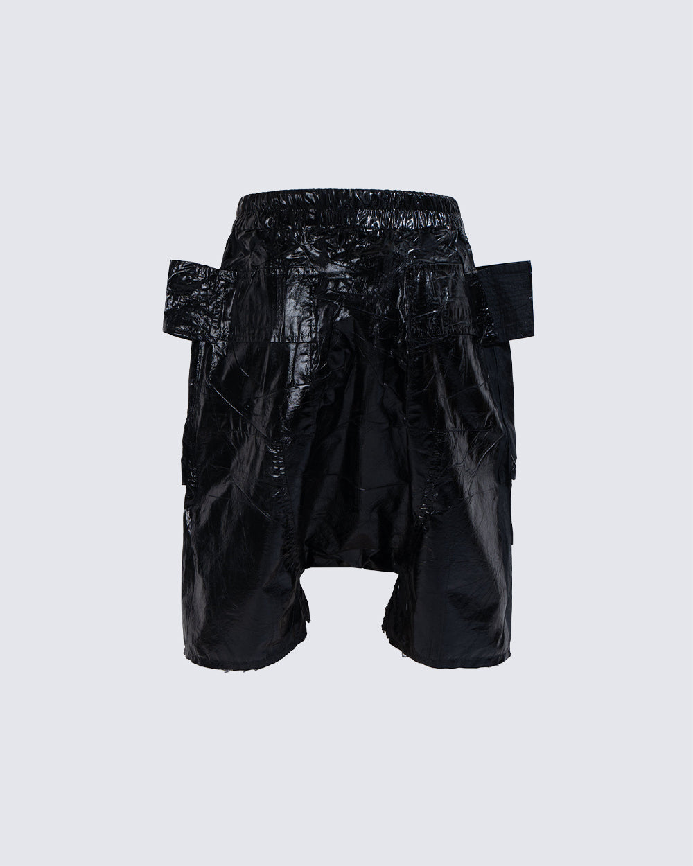 New Glossy Coated Gothic Cargo Denim Shorts