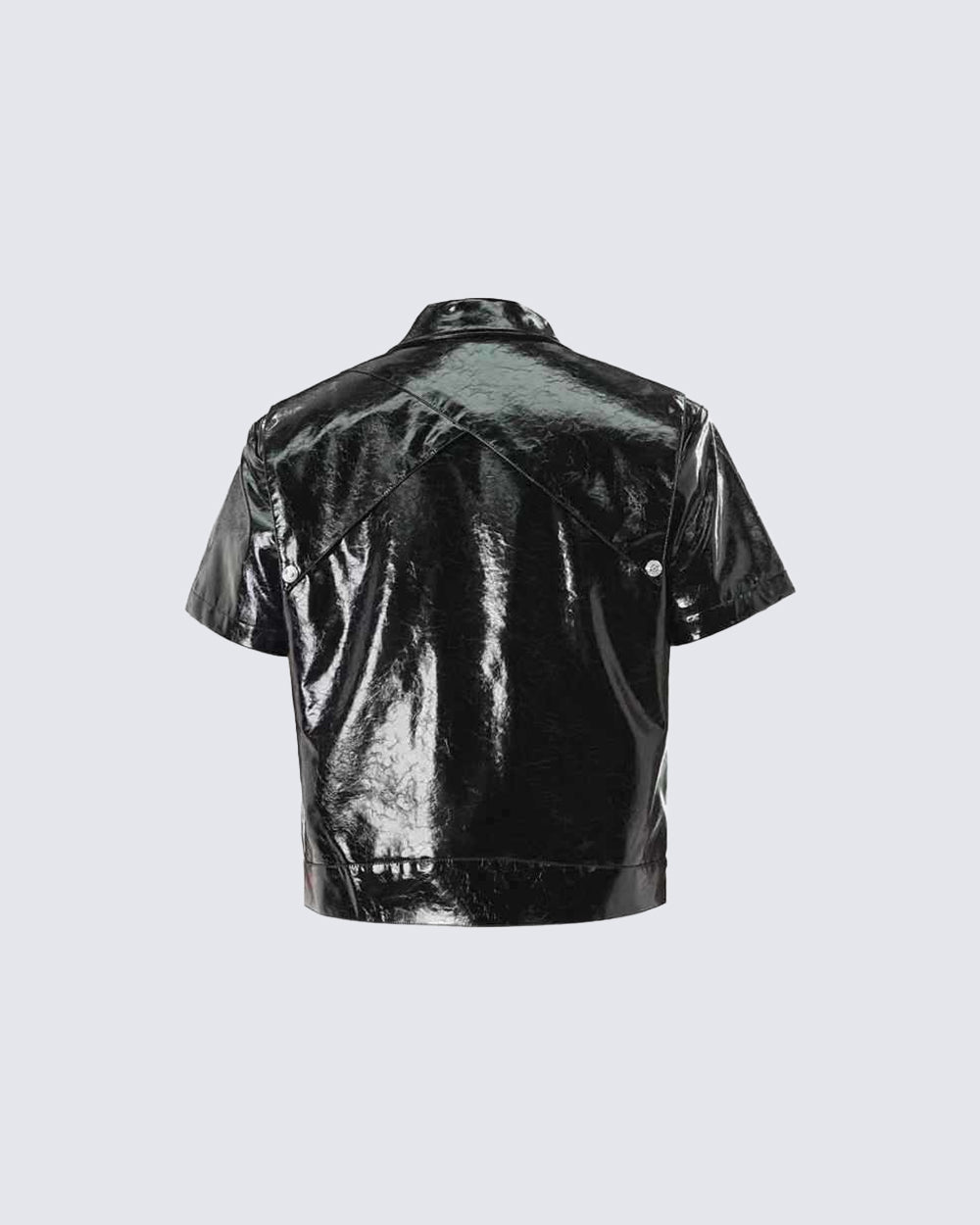 KIIKIO Gothic Glossy PU Cropped Zipper Shirt