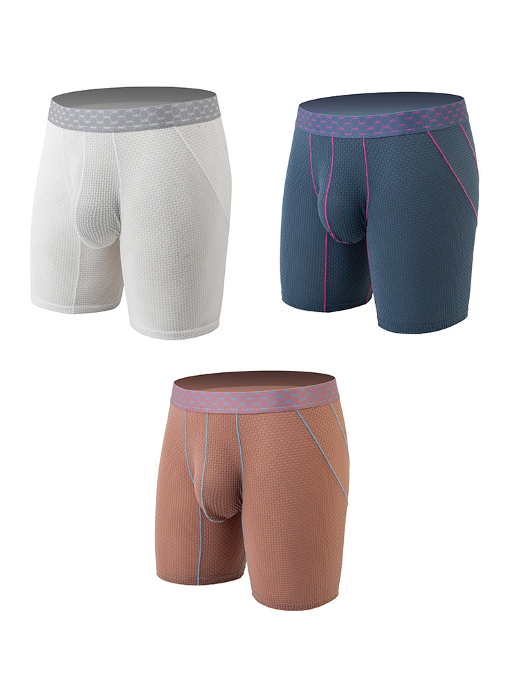3 Pack Men's Anti-chafing Waffle Boxer Briefs