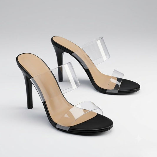 Aura Dual-Strap Clear Heels
