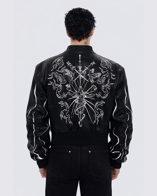 'Ascension Path' Embroidered Moto Jacket