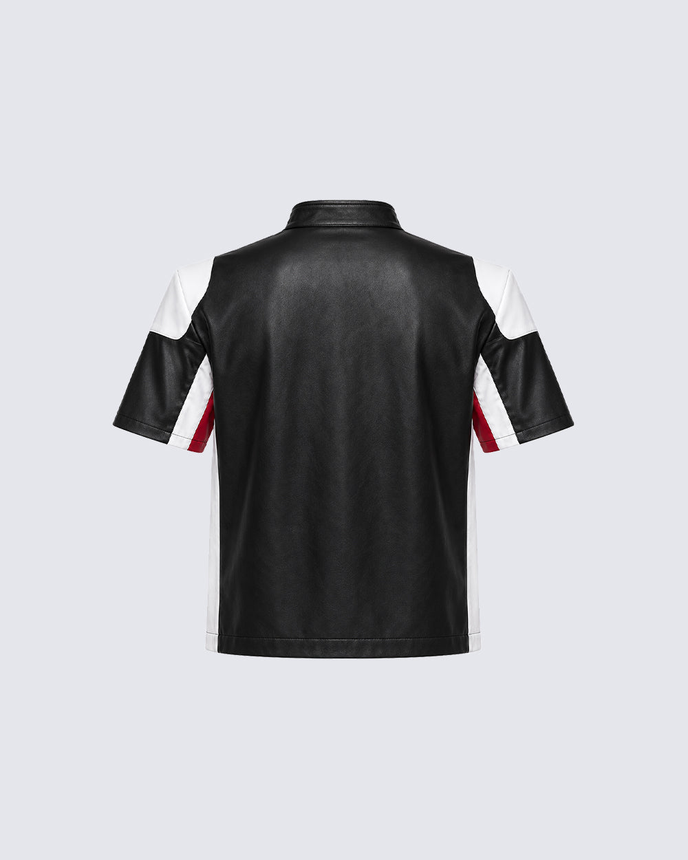 New Avant-Garde Racing Moto Contrast Panel PU Shirt
