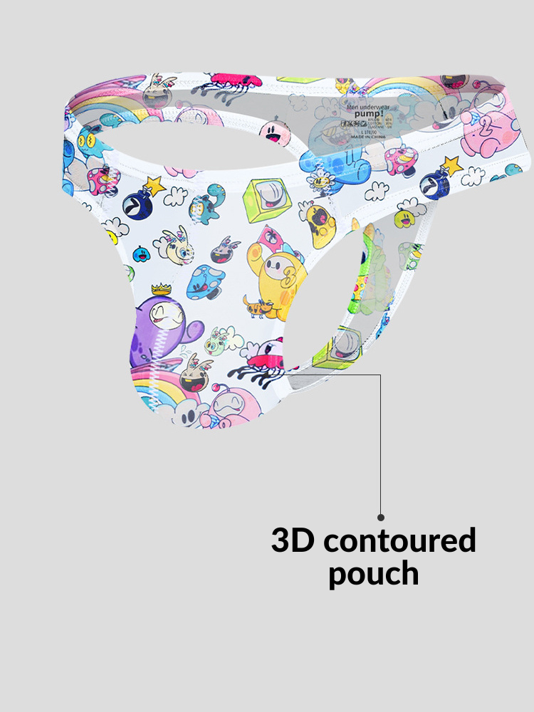 2 Pack Men's Low-Rise Sexy Print Thong