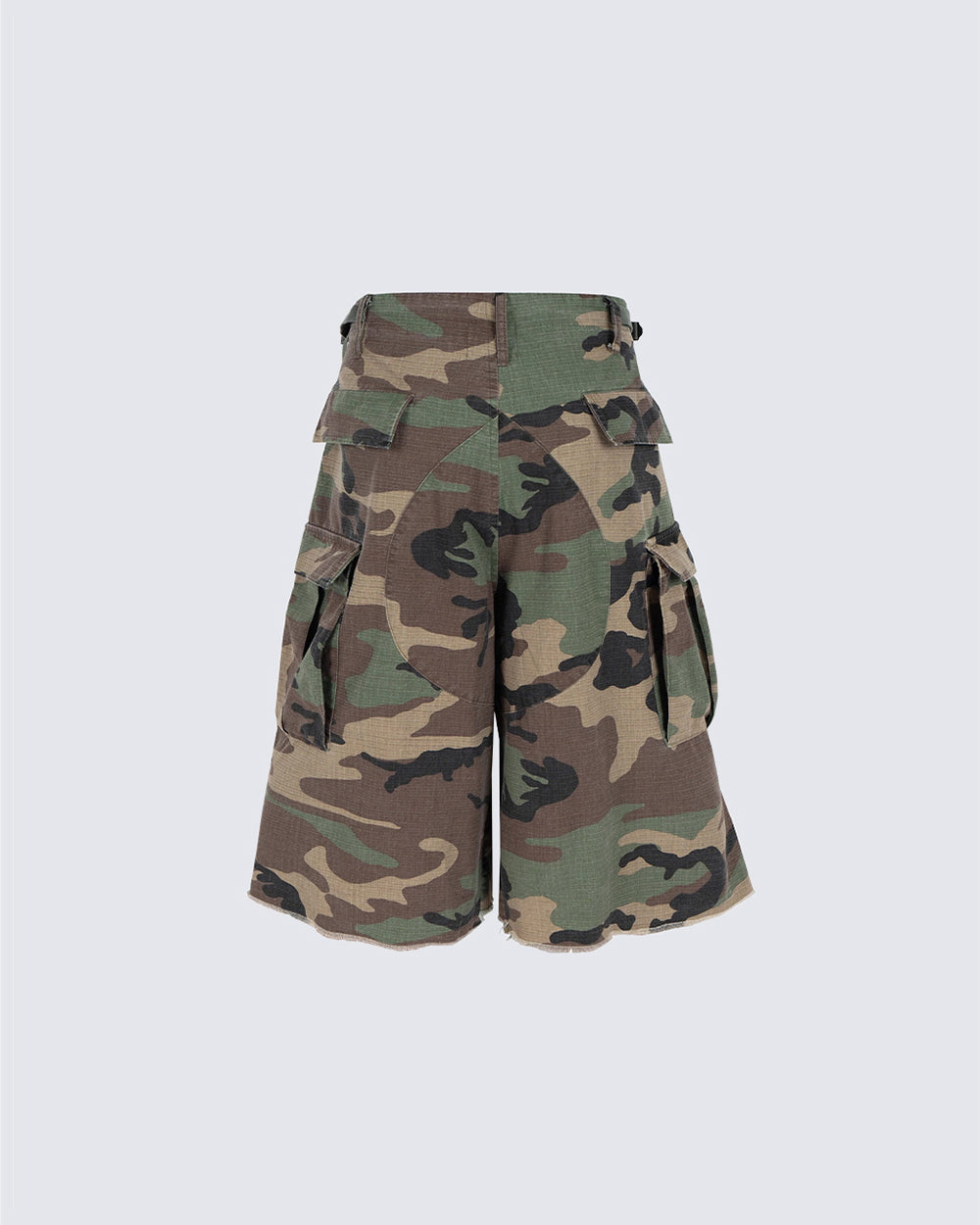 KIIKIO Utility Camo Cargo Pocket Wide Knee Shorts