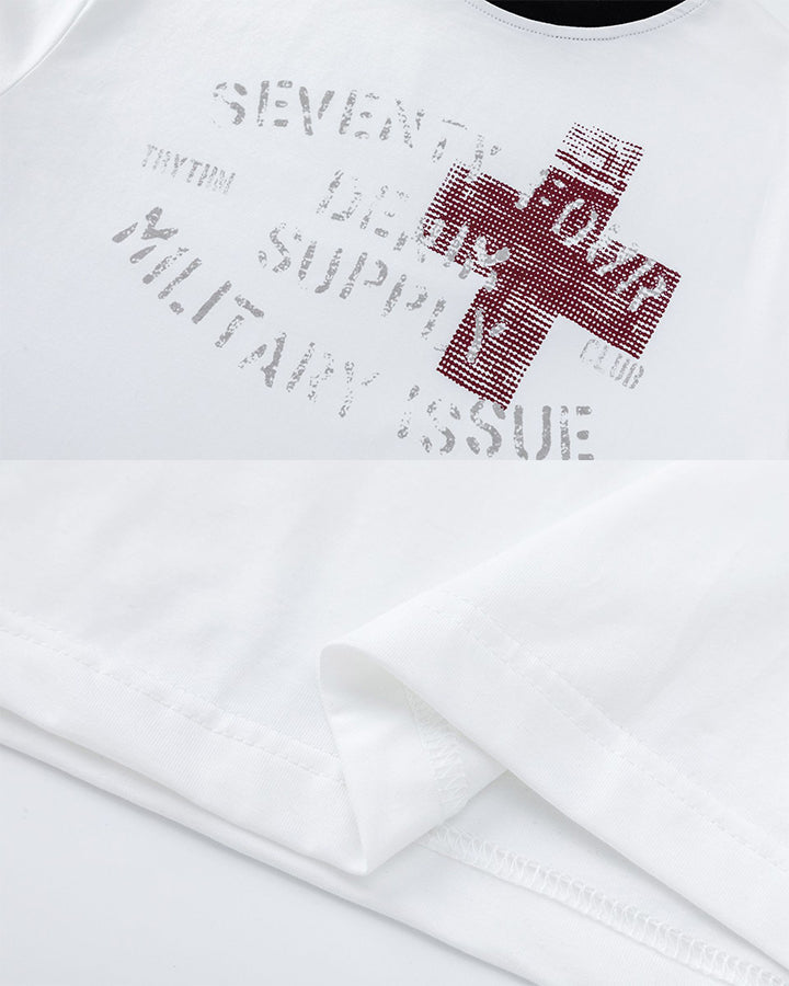 KIIKIO Vintage Contrast-Trim Graphic Tee