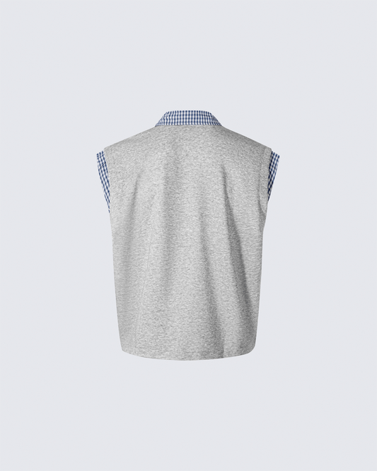Layered Patchwork Vest Shirt