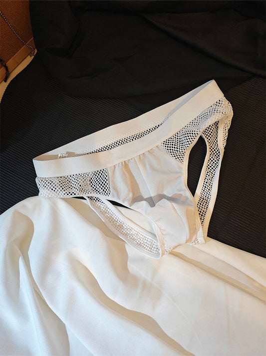Men's Sexy Solid-Color Cut-Out Mesh Briefs