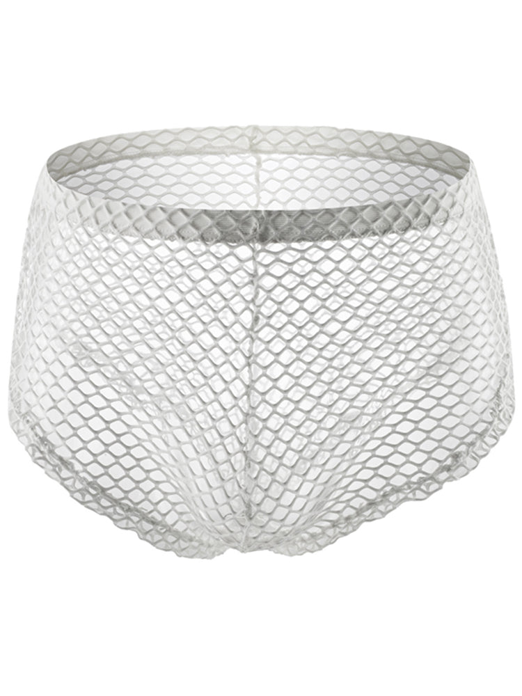 Men's Erotic Mesh Button Side Split Boxer Briefs