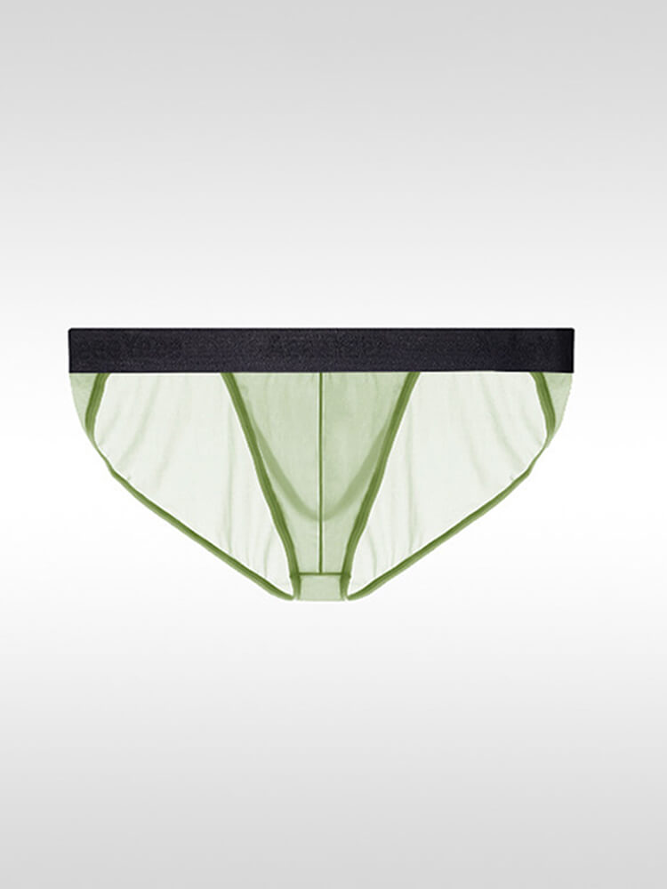 Men's Sexy Low-Rise High-Cut Ice Silk Large Pouch Briefs