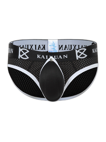 2 Pack Men's Sexy Mesh Front Opening Sponge Coaster Briefs