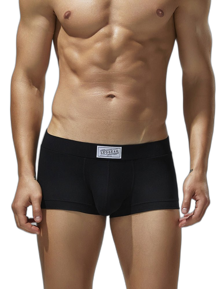 2 Pack Men's Low-Rise Solid Breathable Cotton Trunks