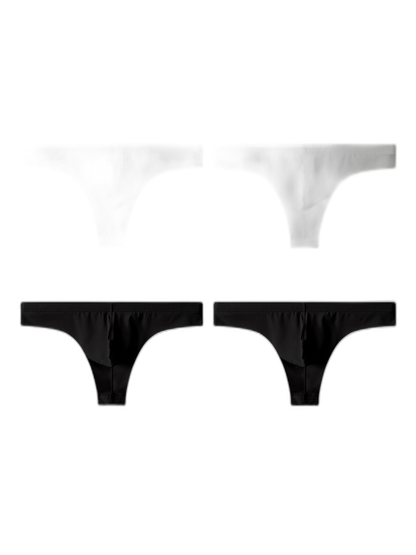 4-Pack Men's Seamless Solid Color Stretch Fit Ice Silk Thong
