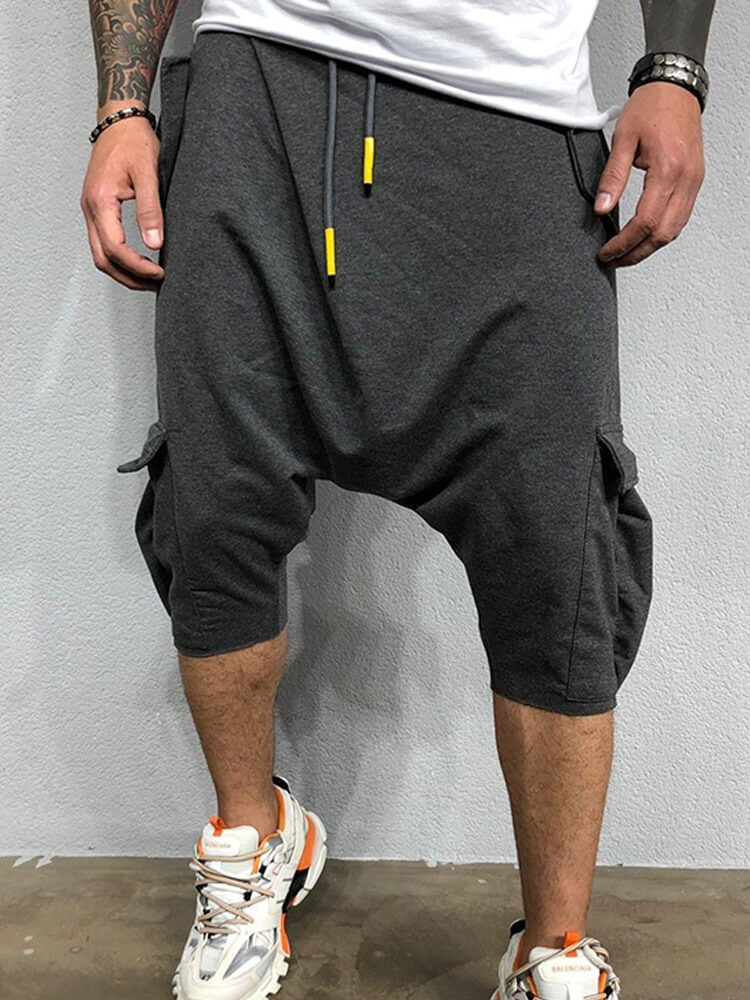 Men's Street Loose Drawstring Harem Cropped Pants