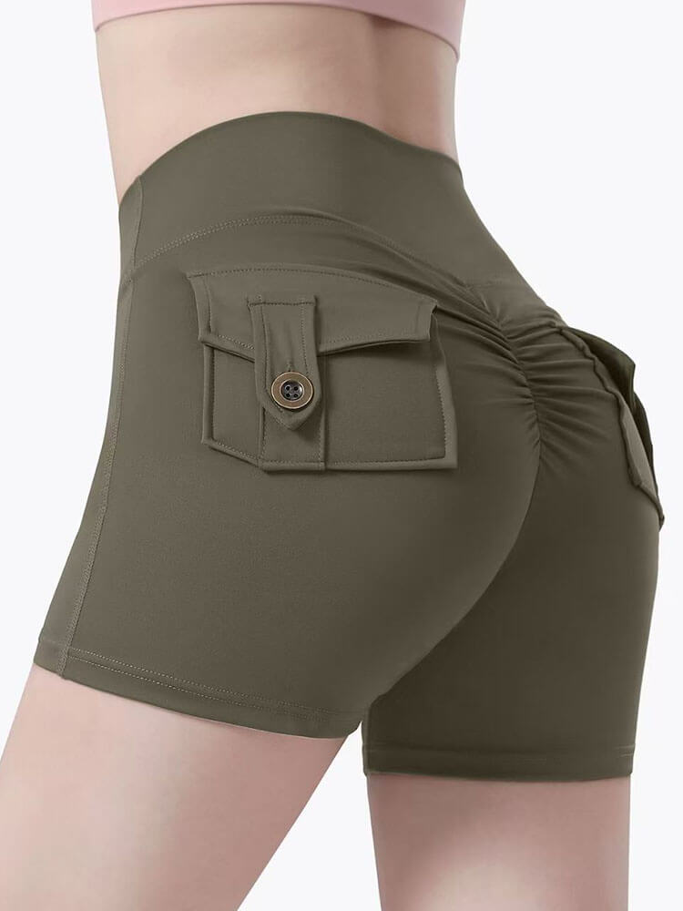 Solid Color High Waist Fitness Slim Yoga Shorts