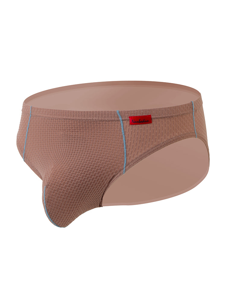 3 Pack Men's Nylon Plaid Lift Hip Briefs Triangle Briefs