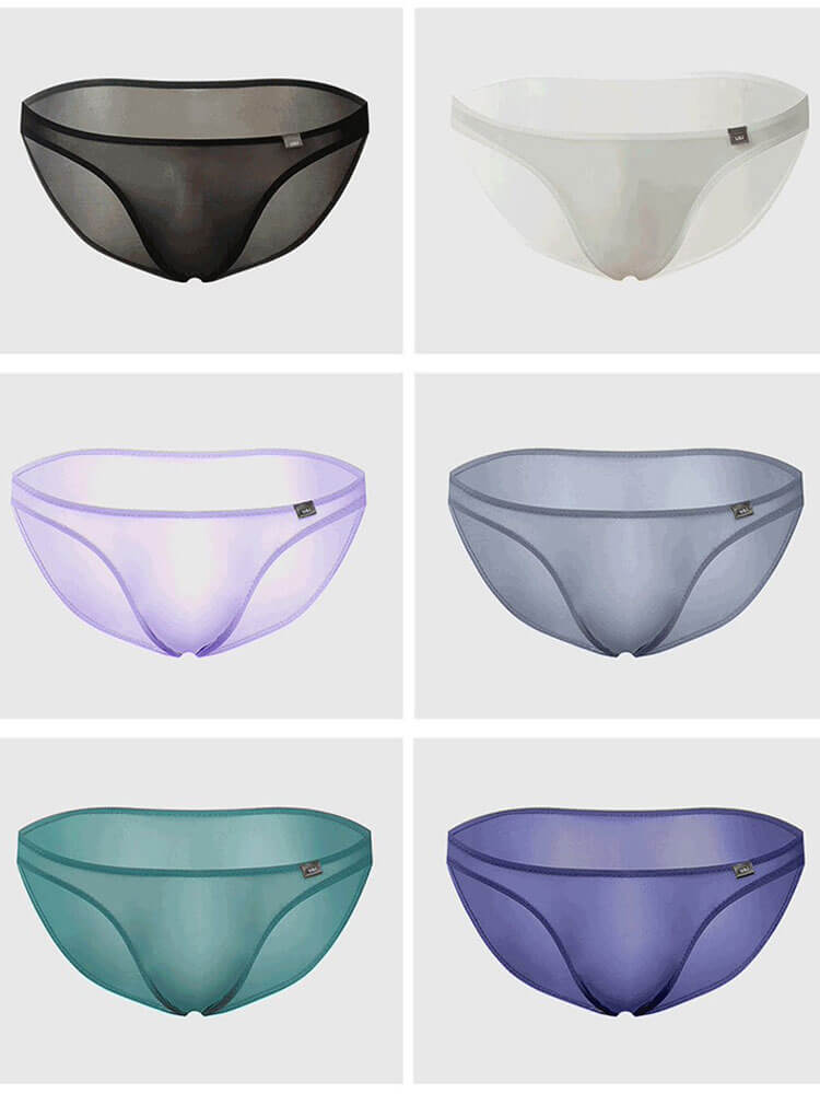 Men's Transparent Ice Silk Low-Rise Seamless Briefs