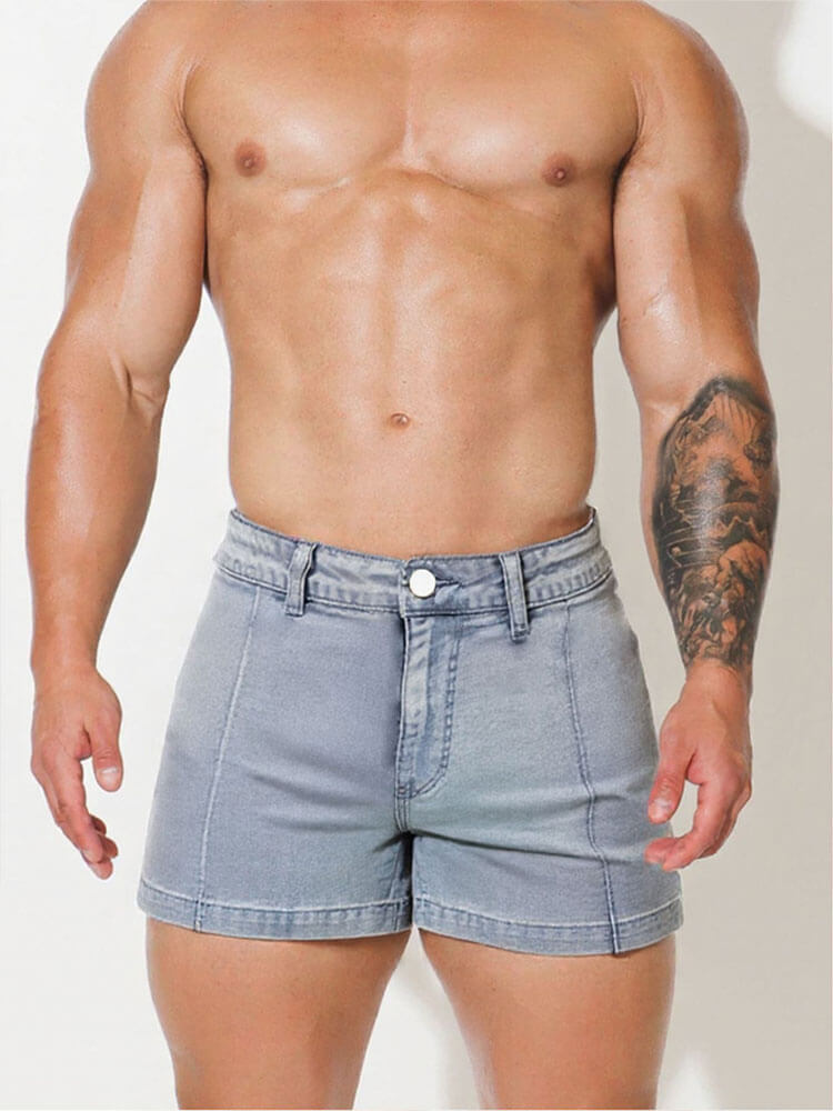 Men's High-Stretch Slim-Fit Denim Shorts