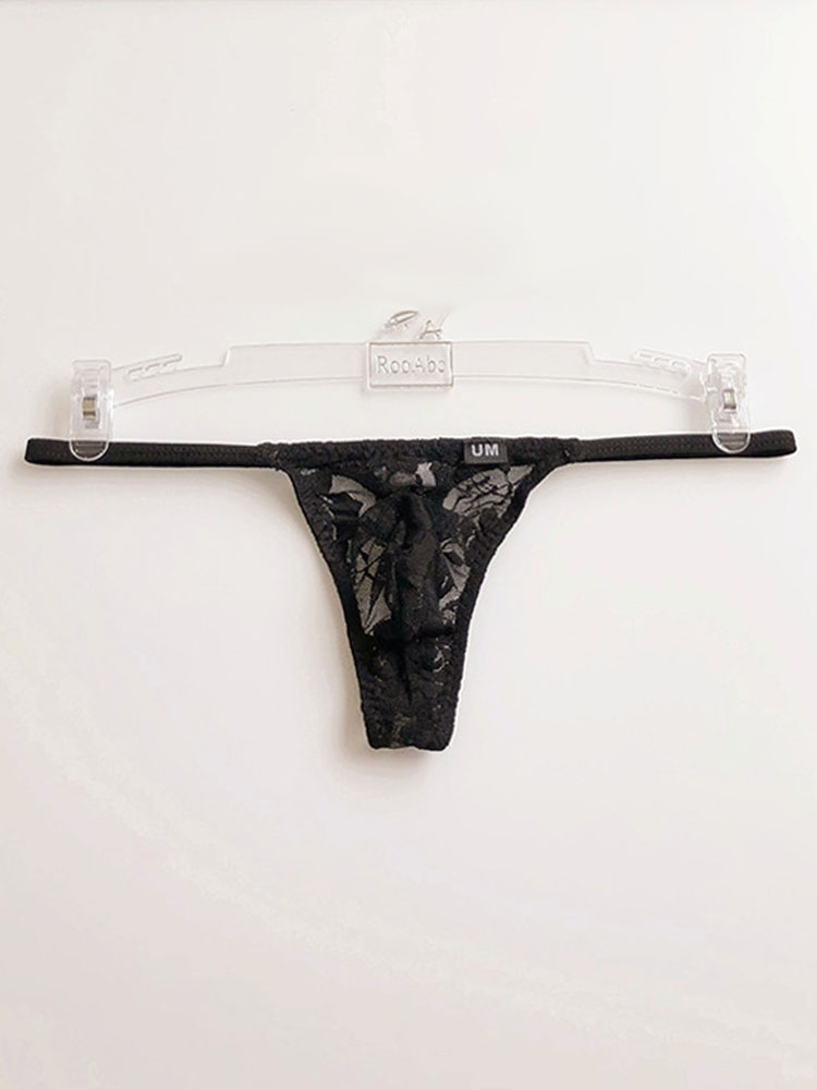 Men's Lace See-Through Thin Strap Thong