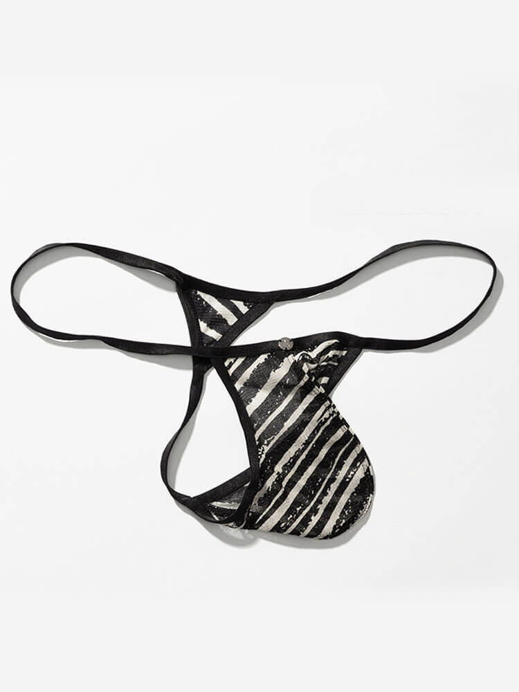 Men's Sexy Zebra-Print Mesh Low-Rise Thong