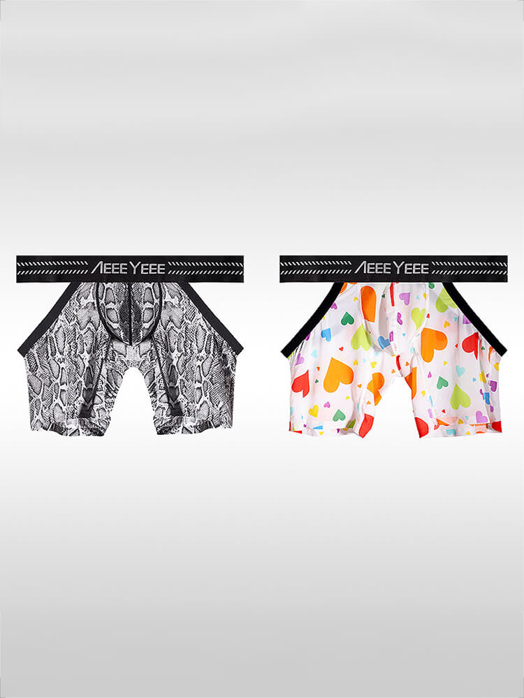 Men's Sexy Seamless Leopard Print Cutout Boxer Briefs
