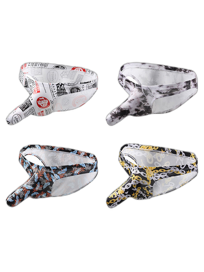 4 Pack Men's Elephant Print Sexy Bikini