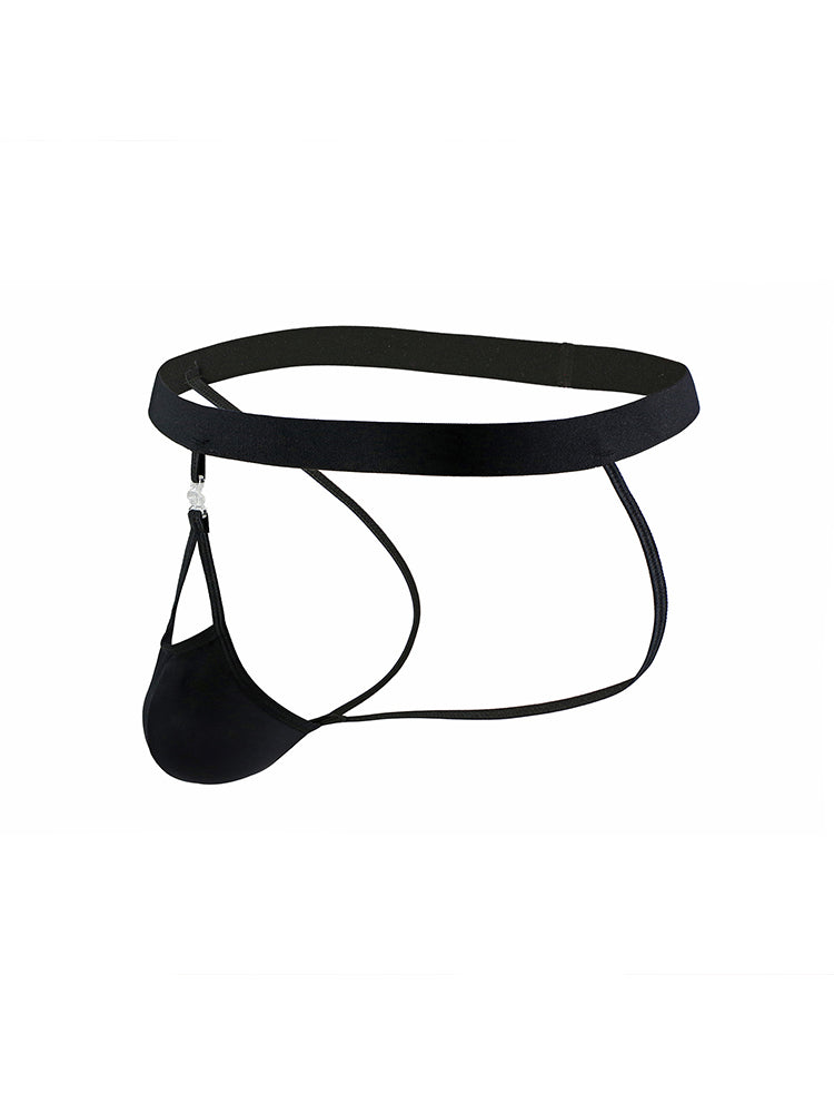 Men's Ice Silk Back Empty Detachable Pouch Thong