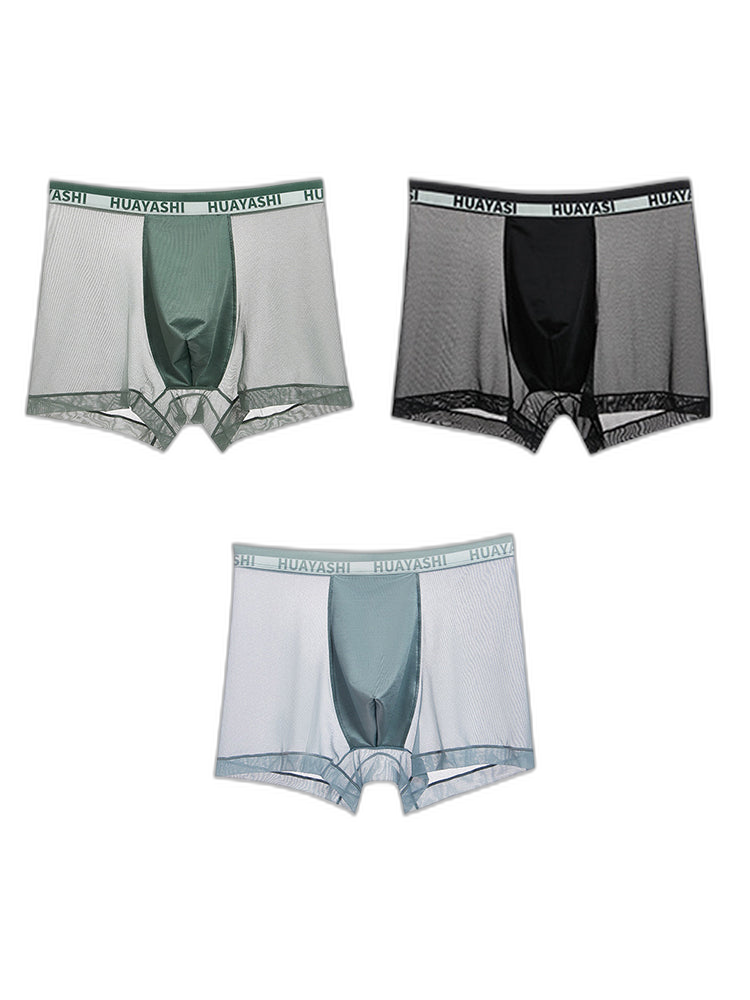 3 Pack Men's Ice Silk Seamless Breathable Quick-Drying Trunks