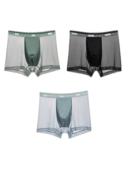 3 Pack Men's Ice Silk Seamless Breathable Quick-Drying Trunks