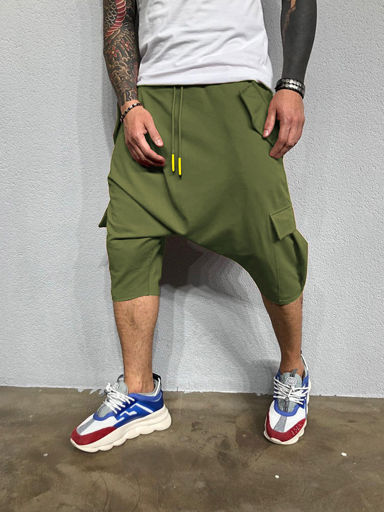 Men's Street Loose Drawstring Harem Cropped Pants