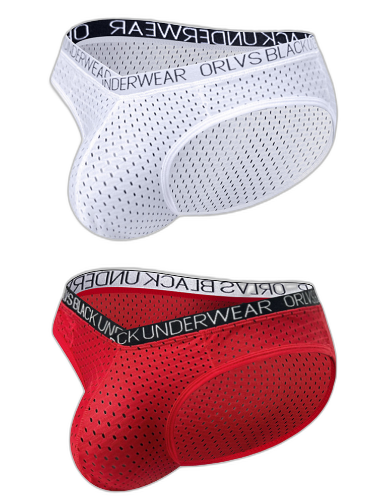 2 Pack Men's Sexy V-shape Waistband Mesh Bikinis