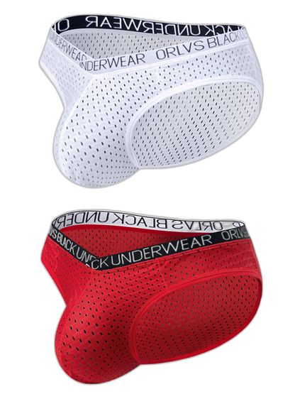 2 Pack Men's Sexy V-shape Waistband Mesh Bikinis
