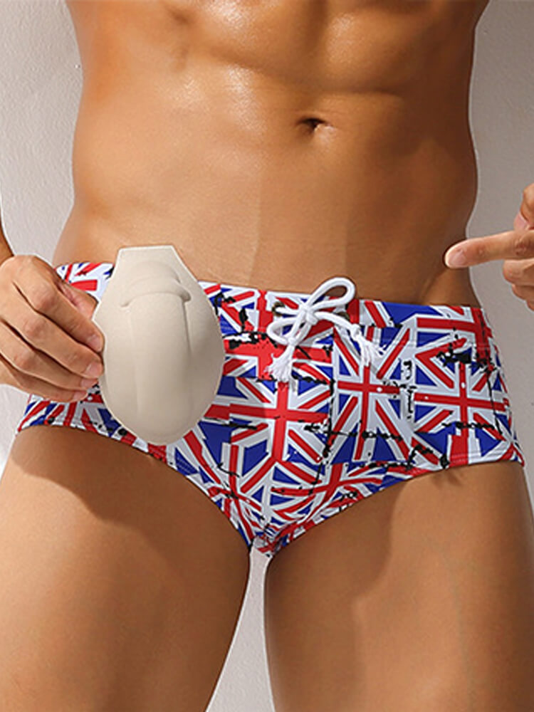 Men's Sexy Cartoon Flag-Print Swim Trunks