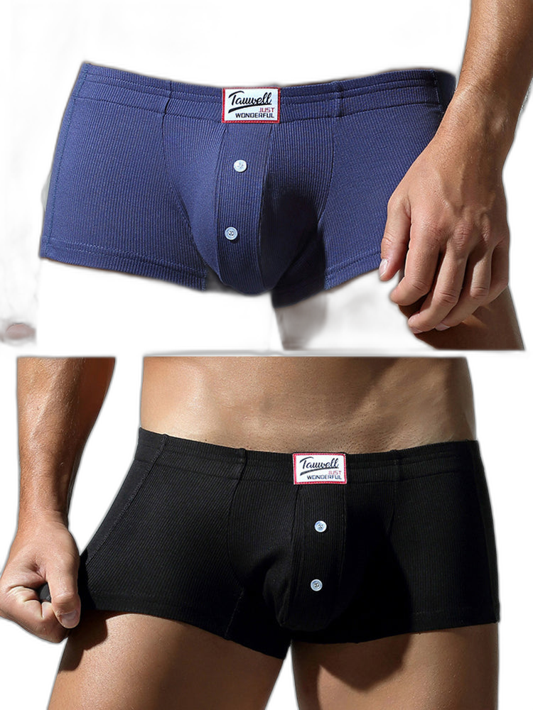 2 Pack Men's Soft Solid Color Simple Comfortable Breathable Trunks