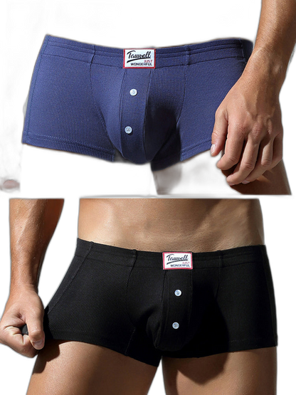 2 Pack Men's Soft Solid Color Simple Comfortable Breathable Trunks