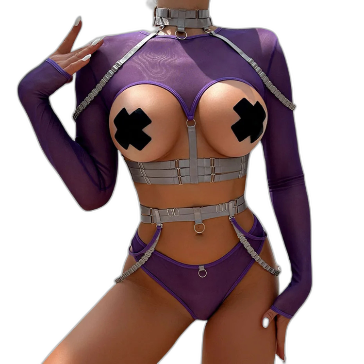 Unsubtle Temptress Bondage Bodysuit Set