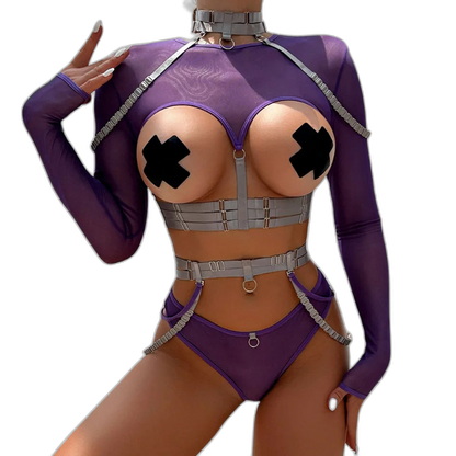 Unsubtle Temptress Bondage Bodysuit Set